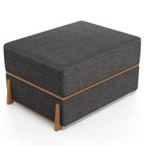 Puff Decorativo Retangular Para Sala de Estar Domus L02 Linho Cinza Escuro - Lyam Decor