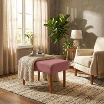 Puff Decorativo Retangular Para Sala Recepção Charme Pé Trapézio Suede Cores