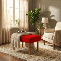 Puff Decorativo Retangular Para Sala Recepção Charme Pé Trapézio Suede Cores