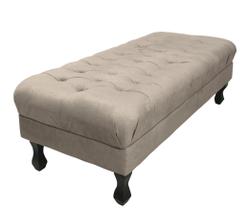 Puff Decorativo Retrô Luis Xv Capitonê 1 Metro Suede Bege - LM DECOR
