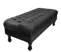 Puff Decorativo Retrô Luis Xv Capitonê 1 Metro Suede Preto