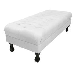 Puff Decorativo Retrô Luis Xv Captonê 1 Metro Corano Branco
