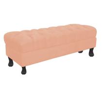 Puff Decorativo Retro Luiz XV Baú - Suede Rosa Bebe - 80 cm