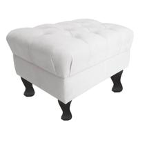 Puff Decorativo Retro Luiz XV com Baú Suede Branco 60 cm