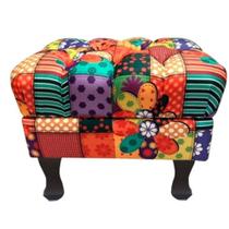 Puff Decorativo Retro Luiz XV Pacthwork - 60 cm