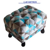 Puff Decorativo Retro Luiz XV sem Baú Triangulo Azul 1,4 M