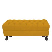 Puff Decorativo Retro Luiz XV Suede Amarelo - 120 cm