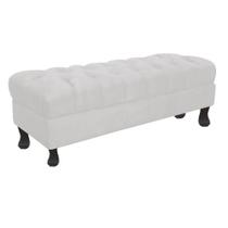 Puff Decorativo Retro Luiz XV Suede Branco - 120 cm