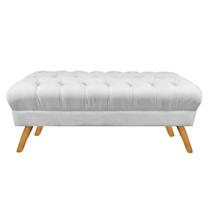 Puff Decorativo Retrô Paris Capitonê 1 Metro Pé Palito Suede Branco - DL Decor