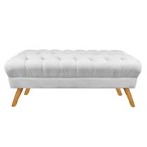 Puff Decorativo Retrô Paris Capitonê 1 Metro Pé Palito Suede Branco - LM DECOR