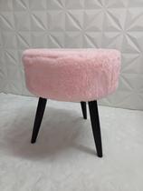 Puff Decorativo Retrô, tecido peluciado Rosa