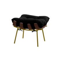 Puff Decorativo Sala de Estar Abel Base de Madeira Dourada Veludo Preto G41 - Gran Belo Puff Decorativo Sala de Estar Abel Base de Madeira Dourada Veludo Preto G41 - Gran Belo