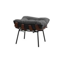 Puff Decorativo Sala de Estar Abel Base de Madeira Preto Suede Cinza G41 - Gran Belo