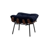 Puff Decorativo Sala de Estar Abel Base de Madeira Preto Veludo Azul G41 - Gran Belo Puff Decorativo Sala de Estar Abel Base de Madeira Preto Veludo Azul G41 - Gran Belo