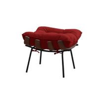 Puff Decorativo Sala de Estar Abel Base de Madeira Preto Veludo Vermelho G41 - Gran Belo