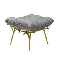 Puff Decorativo Sala de Estar Abel Pés Dourado Linho Cinza Claro G41 - Gran Belo Puff Decorativo Sala de Estar Abel Pés Dourado Linho Cinza Claro G41 - Gran Belo