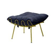Puff Decorativo Sala de Estar Abel Pés Dourado Veludo Azul G41 - Gran Belo Puff Decorativo Sala de Estar Abel Pés Dourado Veludo Azul G41 - Gran Belo