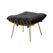 Puff Decorativo Sala de Estar Abel Pés Dourado Veludo Preto G41 - Gran Belo