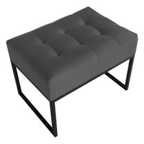 Puff Decorativo Sala de Estar Agnes 60x44cm com Base de Ferro Suede Cinza Escuro - Desk Design