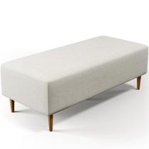 Puff Decorativo Sala de Estar Bali W01 Pés Palito 120x50 cm Linho Champagne - Lyam Decor