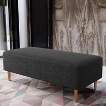 Puff Decorativo Sala de Estar Bali W01 Pés Palito 120x50 cm Linho Cinza Escuro - Lyam Decor