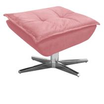 Puff Decorativo Sala de Estar Base Giratória Cromada Opla Suede Rose - Ibiza