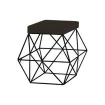 Puff Decorativo Sala de Estar Base Preto Trixie Suede Marrom G41 - Gran Belo