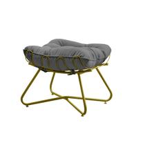 Puff Decorativo Sala de Estar Caim Base de Ferro Dourado Suede Cinza G41 - Gran Belo