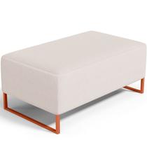 Puff Decorativo Sala De Estar Cléo 90cm Base De Ferro Cobre W01 Linho Cru - Lyam Decor