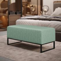 Puff Decorativo Sala De Estar Cléo 90cm Base De Ferro Preto W01 Linho Verde Menta - Lyam Decor