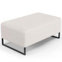 Puff Decorativo Sala De Estar Cléo Base De Ferro Preto 90 cm W01 Bouclê Cru - Lyam