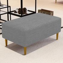 Puff Decorativo Sala de Estar Cléo Pés Palito 90 cm Linho Cinza Escuro - Lyam Decor