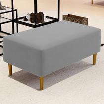 Puff Decorativo Sala de Estar Cléo Pés Palito 90 cm Sintético Cinza - Lyam Decor