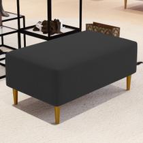 Puff Decorativo Sala de Estar Cléo Pés Palito 90 cm Sintético Preto - Lyam Decor