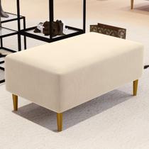 Puff Decorativo Sala de Estar Cléo Pés Palito 90 cm Suede Bege - Lyam Decor