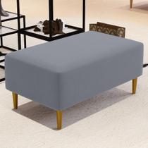 Puff Decorativo Sala de Estar Cléo Pés Palito 90 cm Suede Cinza - Lyam Decor