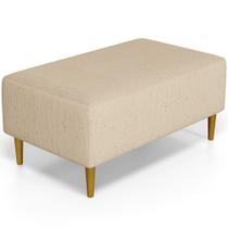 Puff Decorativo Sala de Estar Cléo W01 Pés Palito 90 cm Linho Bege Escuro - Lyam Decor