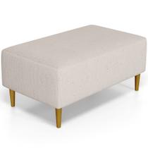 Puff Decorativo Sala de Estar Cléo W01 Pés Palito 90 cm Linho Bege - Lyam Decor