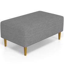 Puff Decorativo Sala de Estar Cléo W01 Pés Palito 90 cm Linho Cinza Escuro - Lyam Decor