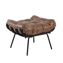 Puff Decorativo Sala de Estar Costela Base Preta Couro Mel G34 - Gran Belo Puff Decorativo Sala de Estar Costela Base Preta Couro Mel G34 - Gran Belo