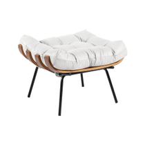 Puff Decorativo Sala de Estar Costela Couro Branco G34 - Gran Belo Puff Decorativo Sala de Estar Costela Couro Branco G34 - Gran Belo