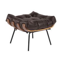 Puff Decorativo Sala de Estar Costela Couro Marrom G34 - Gran Belo Puff Decorativo Sala de Estar Costela Couro Marrom G34 - Gran Belo