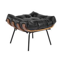Puff Decorativo Sala de Estar Costela Couro Preto G34 - Gran Belo Puff Decorativo Sala de Estar Costela Couro Preto G34 - Gran Belo