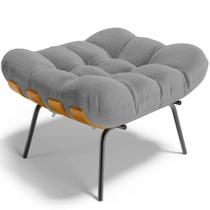 Puff Decorativo Sala De Estar Costela L02 Bouclê Cinza Puff Decorativo Sala De Estar Costela L02 Bouclê Cinza