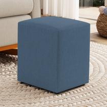 Puff Decorativo Sala de Estar Quadrado 36x47cm Linho Denim - Abmaza