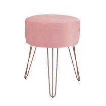 Puff Decorativo Sala De Estar Rosê Pés Bronze Pés Aramado