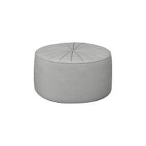 Puff Decorativo Sala De Estar Round Veludo Cinza Claro G45 - Gran Belo