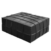 Puff Decorativo Sala de Estar Status Deluxe Grande 90x90cm Couro Preto - Desk Design