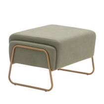 Puff Decorativo Sala de Estar Zara Base Aço Ouro Fosco Linho Verde - Nexta Casa Puff Decorativo Sala de Estar Zara Base Aço Ouro Fosco Linho Verde - Nexta Casa