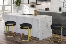 Puff Decorativo Sarah Sala E Recepção Estofado Metal Dourado